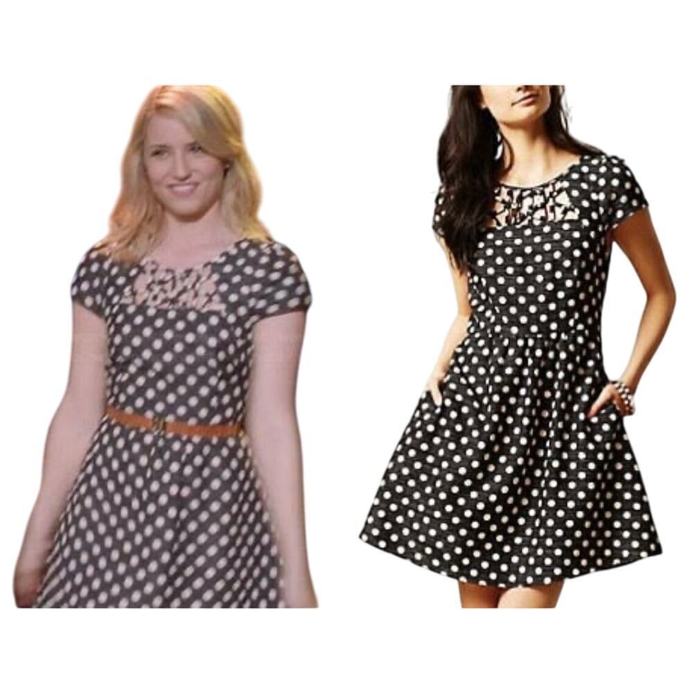 Maeve ANTHROPOLOGIE Nikola Retro Fit Flare Polka Dot Dress ASO Glee Quinn Fabray